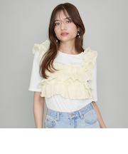 ギャザーフリルTシャツ≪手洗い可能≫