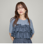 ギャザーフリルTシャツ≪手洗い可能≫