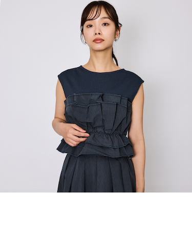 タフタチェックビスチェレイヤードカットソー≪手洗い可能≫