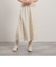 フラワーレース刺繍フレアスカート≪手洗い可能≫