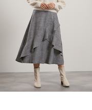 ツィードライクアシメフリルスカート≪手洗い可能≫