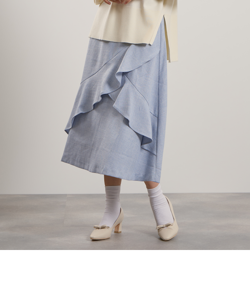 ツィードライクアシメフリルスカート≪手洗い可能≫