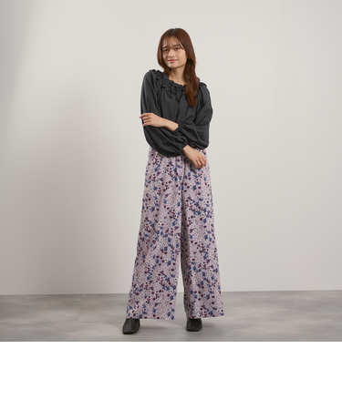 マルチフラワーイージーワイドパンツ≪手洗い可能≫