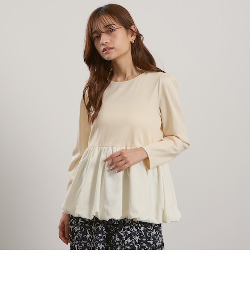 シルキースムースバルーンヘムカットソー≪手洗い可能≫