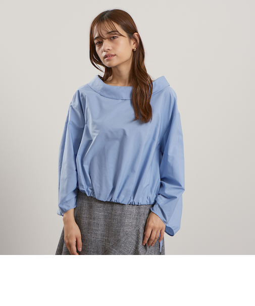 ギャザースリーブボートネックブラウス≪洗濯機で洗える≫