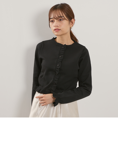 スポンディッシュニットフリルカーディガン≪手洗い可能≫