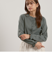 スポンディッシュニットフリルカーディガン≪手洗い可能≫