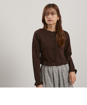 スポンディッシュニットフリルカーディガン≪手洗い可能≫