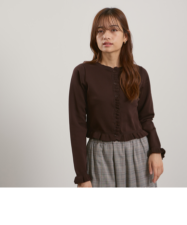 スポンディッシュニットフリルカーディガン≪手洗い可能≫