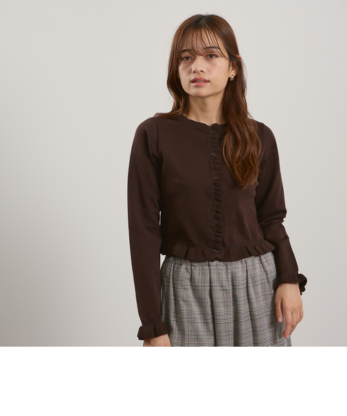 スポンディッシュニットフリルカーディガン≪手洗い可能≫