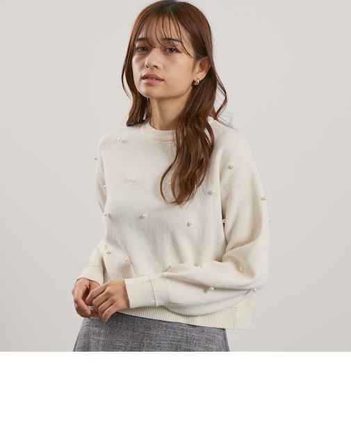 パールドットニットプルオーバー≪手洗い可能≫
