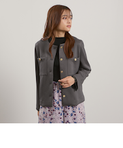 カルゼダンボールノーカラージャケット≪手洗い可能≫