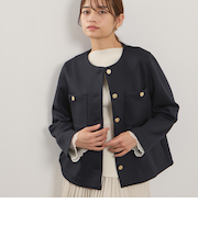 カルゼダンボールノーカラージャケット≪手洗い可能≫