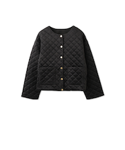 ベロアキルティングノーカラージャケット