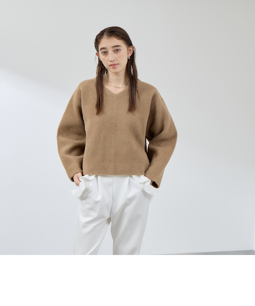 フェレットタッチWフェイスボクシーニット≪手洗い可能≫