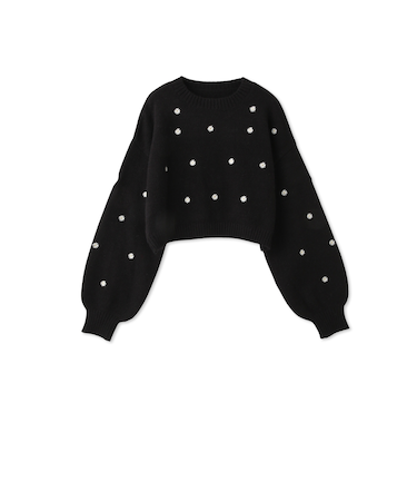 マーガレット刺繍ニットプルオーバー≪手洗い可能≫