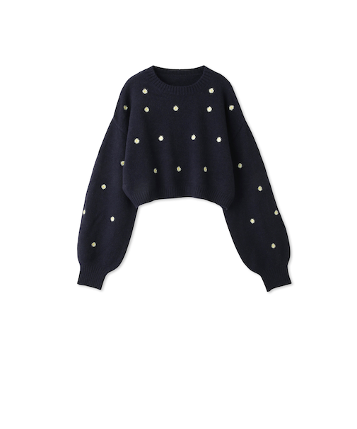 マーガレット刺繍ニットプルオーバー≪手洗い可能≫