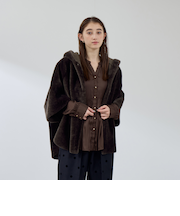 ショートファーボンディングケープコート