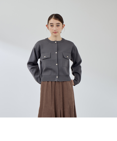 ポケットデザインニットカーディガン≪洗濯機で洗える≫