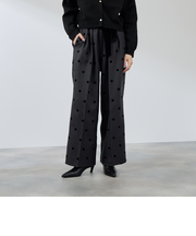 フロッキードットイージーワイドパンツ≪手洗い可能≫