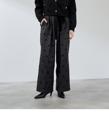 フロッキードットイージーワイドパンツ≪手洗い可能≫