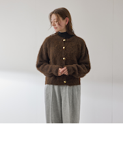 ソフトシャギー起毛メタルボタンカーディガン