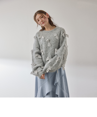 メニリボンブークレーニット≪手洗い可能≫