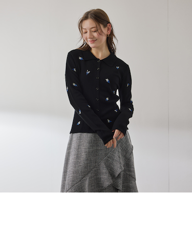 フラワーシシュウニットプルオーバー≪手洗い可能≫