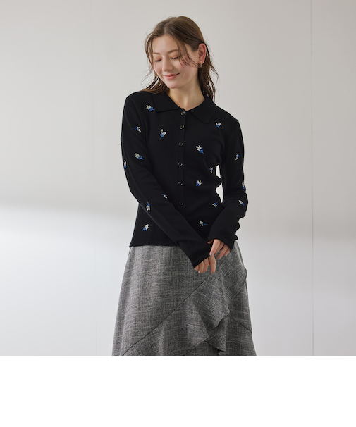 フラワーシシュウニットプルオーバー≪手洗い可能≫