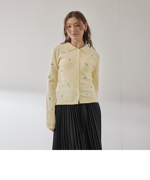 フラワーシシュウニットプルオーバー≪手洗い可能≫