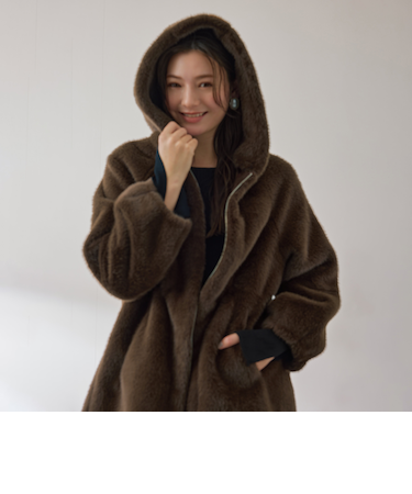 フェイクファーフーディショートコート≪手洗い可能≫