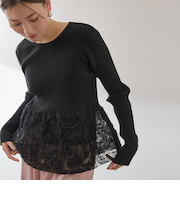 フラワーチュールペプラムリブニット≪手洗い可能≫