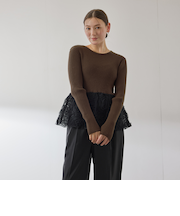 フラワーチュールペプラムリブニット≪手洗い可能≫