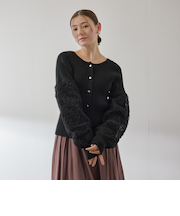 フラワーチュールスリーブカーディガン≪手洗い可能≫