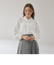 モスクレープレースカラーブラウス