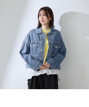 カラーデニムボクシーフィットブルゾン≪洗濯機で洗える≫