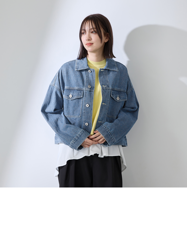 カラーデニムボクシーフィットブルゾン≪洗濯機で洗える≫