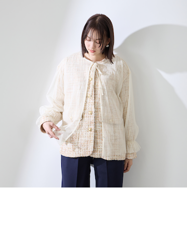 チュールレイヤーセットツィードジャケット
