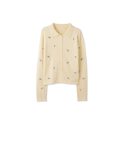 フラワー刺繍ポロニットトップス≪手洗い可能≫