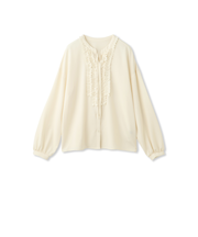 ストレッチジョーゼットミニフリルブラウス