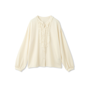 ストレッチジョーゼットミニフリルブラウス