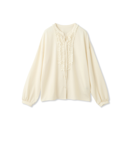 ストレッチジョーゼットミニフリルブラウス