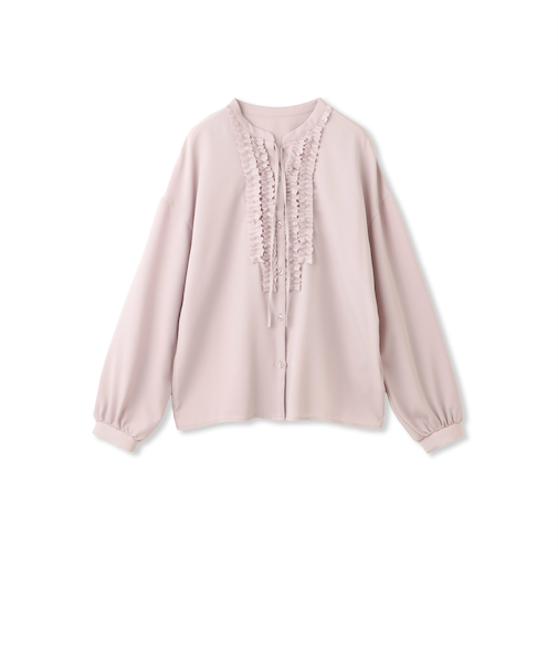 ストレッチジョーゼットミニフリルブラウス