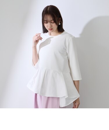 ダブルクロスストレッチペプラムブラウス