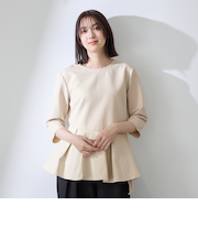 ダブルクロスストレッチペプラムブラウス