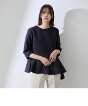 ダブルクロスストレッチペプラムブラウス