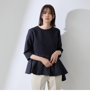 ダブルクロスストレッチペプラムブラウス