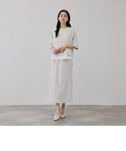 【上下セット】レイヤリードルマントップ×スカート2ピース