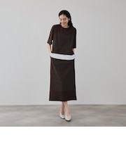 【上下セット】レイヤリードルマントップ×スカート2ピース