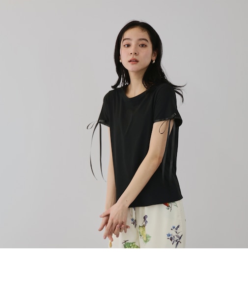 サテンリボンスリーブプルオーバー